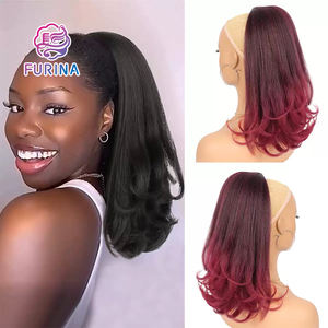 Extensions de queue de cheval synthétiques ondulées Yaki 2025 en gros, en fibre haute température, avec filet de maintien inversé - Product Image 5