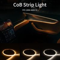 Bande LED COB ultra-étroite 5V 2mm CRI>90 sans points 480 LED/m, flexible et découpable pour modding DIY et affichage