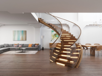 CBMmart — rail d'intérieur moderne en spirale à LED, en bois, Balustrade en verre, en forme de spirale, commerce de gros, nouvelle collection