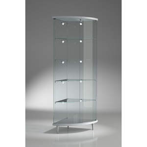 Vitrina Esquinera de Vidrio Templado 58x58x190cm con Puertas Abatibles con Cerradura, Iluminación LED, Estantes Ajustables en Altura, Blanco Brillante - Product Image 1