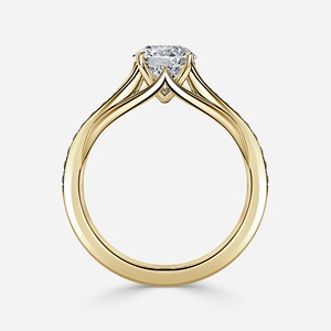 Anello di fidanzamento/matrimonio in oro 10k 14k 18k <span class=keywords><strong>con</strong></span> diamante CVD creato in laboratorio certificato IGI, taglio <span class=keywords><strong>smeraldo</strong></span> e montatura a pavé - Product Image 2