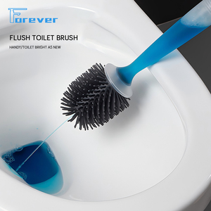 Nuevo cepillo de inodoro líquido recargable con mango largo, cepillo de inodoro de silicona suave montado en la pared con Juego de cepillos de limpieza base - Product Image 3