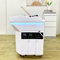 Réservoir d'eau de stockage moderne de 60 L, lavabo pour shampooing, lavabo portable pour spa capillaire avec circulation d'eau, mobilier de salon de coiffure mobile