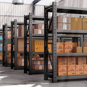 Warehouse Rack 5 Layer Adjustable Cold Rolled Steel Black Medium Sized Storage Rack For Factory Use - Product Image 1