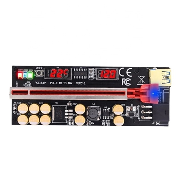 PCIE Riser Card VER016 PCI-E PCI Express Riser Card Temperature Voltage GPU 1X X16 6 Pin USB Riser Card