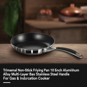 Padella antiaderente Trimetal da 10 pollici in lega di alluminio con base multistrato e manico in acciaio inossidabile per fornelli a gas e a induzione - Product Image 3