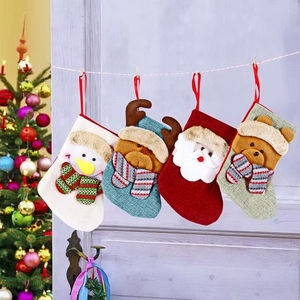 Kids Mini Cartoon Christmas Gifts Santa Claus Snowman Deer Bear Christmas Tree Decorations Hanging <strong>Stockings</strong> - Product Image 1