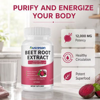 Ausreson OEM Gélules de Poudre de Racine de Betterave Biologique Végane 8000mg, Suppléments Herbalaires pour la Santé Cardiaque, Gélules Super Betterave, Gélules de Betterave