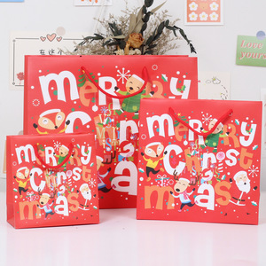 Maßgefertigte Langlebige Wiederverwendbare Umweltfreundliche Wasserdichte Weihnachts-Einkaufstasche aus Papier mit Digitaldruck und Schleife Weihnachtsmann - Product Image 1