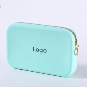 Daily Use Simple Silicone Coin Purse-Zipper Closure Large Capacity Storage <b>Bag</b> for Phone Data Cables Custom Logo Strap Available - Product Image 2