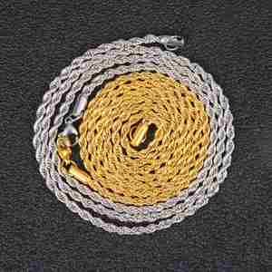 Wholesale Women 18K Gold Plated Stainless Steel Twisted <b>Rope</b> Link <b>Chain</b> Necklace - Product Image 4