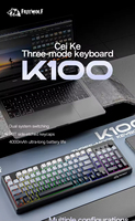 Clavier sans fil Freewolf K100 RGB 4000mAh à trois modes pour le bureau et le jeu, touches en PBT gravées, clavier à membrane pour le jeu
