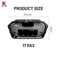 Calandre de Pare-chocs Avant à Maille Nid d'Abeille Noire Style RS3 pour Au-di A3 S3 2016-2020, Accessoires de Kit Carrosserie de Remplacement en Plastique