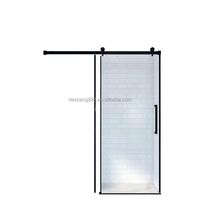 Puerta de ducha sin marco deslizante doble de vidrio templado de acero inoxidable negro para baño de diseño de bajo precio