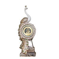 Décoration de maison paon couleur or résine oiseau paon horloge sculptures
