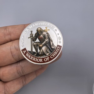 Moneta commemorativa 3D Cavaliere Templare Uomo di Fede, Regalo da collezione Onore della Fratellanza del Guerriero - Vendita all'ingrosso - Product Image 2