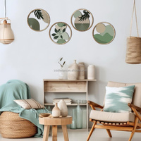 Décorations murales rondes en bois abstraites style soleil éclatant, modernes et minimalistes, de la fin du XXe siècle, ensemble de 4 pièces pour chambre, appartement, bureau
