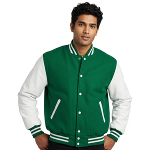 High Quality Warm Winter Season Men Varsity Jackets Supplier From Pakistan Customized Woolen Body With <b>Leather</b> Sleeves - Product Image 1