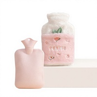 Bouteille d'eau chaude miniature de 1000 ml avec housse en fausse fourrure d'animal en peluche