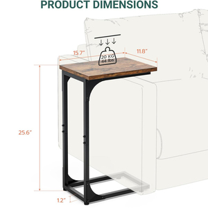 Multifunctional C-Shape Side <strong>Table</strong> Living Room <strong>Slim</strong> Couch Tray <strong>Tables</strong> Small Coffee Stand Sofa Tray Desk with Metal Frame - Product Image 2