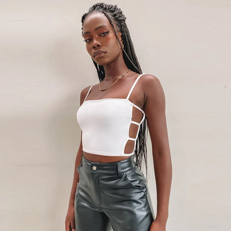 Сексуальный женский укороченный топ на бретельках без рукавов с вырезами, сексуальные женские майки