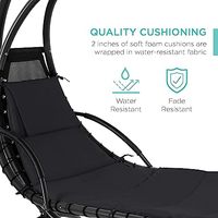Chaise suspendue d'extérieur Chaise longue en acier incurvé Balançoire avec oreiller intégré et auvent amovible