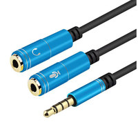 Cable Divisor de Auriculares de 3.5mm, 1 Macho a 2 Hembras, Adaptador de Audio y Micrófono para Auriculares de PC, Laptop, PS4, PS5