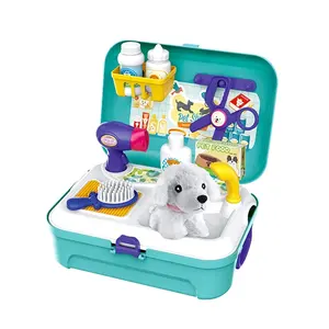 Conjunto de Juguetes Para el cuidado de mascotas, mochila de plástico para preescolar