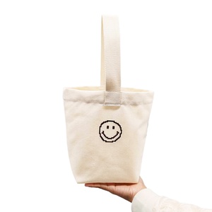 Mosaïque sourire visage Eco toile sac bricolage japonais <span class=keywords><strong>et</strong></span> coréen sac à main sortir Portable <span class=keywords><strong>et</strong></span> Simple café Portable toile sac - Product Image 6