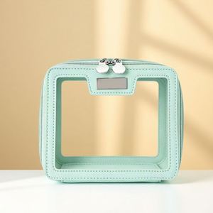 Neceser de Maquillaje Transparente de PVC con Cierre de Cremallera, Organizador de Artículos de Aseo con Logotipo Personalizado, Estuche de Cosméticos Impermeable de Cuero PU para Viaje - Product Image 1