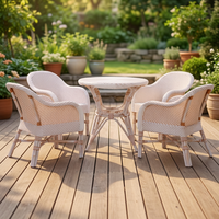 Chaise et table de meubles de décoration naturelle de haute qualité en rotin et rotin tissage synthétique avec coussin
