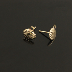 Phong cách mới 14k vàng đầy Seashell bài Bông tai Stud W/Ring đối với trang sức làm - Product Image 1