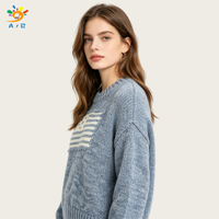 AJB Vente en gros – Pull tricoté personnalisé pour femme, col marin, 100 % coton, manches longues, décontracté, pour le quotidien et le bureau – Fournisseur