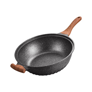Maifan Stone Wok Round Non Stick Frying Pan With Lid For Household Kitchen Use - Product Image 3