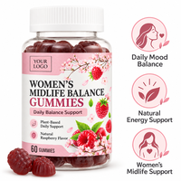 Gummies pour femmes d'âge mûr à marque privée OEM, saveur framboise, à base de plantes, supplément nutritionnel quotidien, formule personnalisée en usine