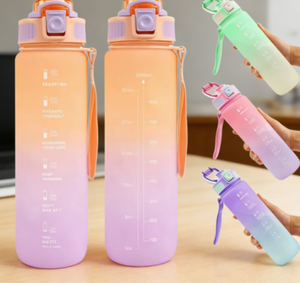 2026 Wholesale Leakproof Sports Bpa Free 1L Waterbottle Plastic <b>Motivational</b> <b>Water</b> <b>Bottle</b> With Straw and Time Marker - Product Image 1