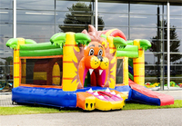 Château gonflable commercial portable d'extérieur Lion de la Jungle avec toboggan et aire de saut, modèle Combo Pasta BC-053 en PVC, garantie 3 ans