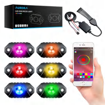 Aurora New Design LED Offroad RGBW Mini Light Motorcycle ATV LED Rock Light Kit