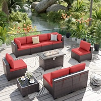 Mobilier d'extérieur canapé de jardin Ensemble de table en osier multifonctionnel pour foyer d'extérieur Ensemble de meubles de patio