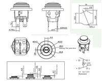 16A250VAC On Off Interrupteur à bascule étanche illuminé rouge Automobile JS-KAN-L7-RB rond 2 broches DPST