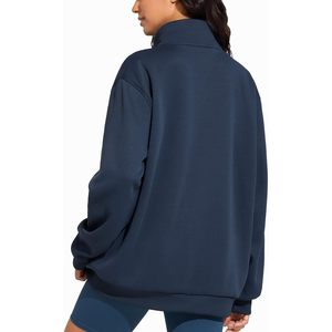 Sweat-shirt en polaire surdimensionné à demi-zip pour femme FOXA, haut de sport à manches longues, respirant, pull-over - Product Image 4