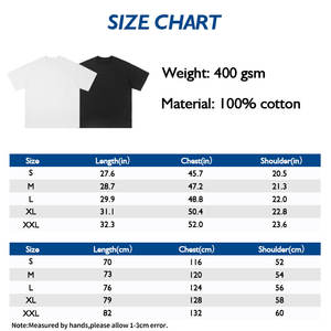 Camiseta unisex de algodón pesado de 400g/m2, color sólido de gran tamaño, cuello redondo desgastado, manga corta - Product Image 4