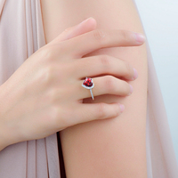 925 argent Sterling romantique coeur Pigeon sang rouge CZ bagues pour femmes mariage fiançailles déclaration bijoux