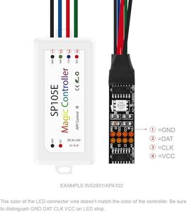 Controlador de Tira de Luces LED <span class=keywords><strong>Helan</strong></span> DC5-24V SP105E de 2048 Píxeles con Control Inalámbrico por Aplicación para WS2811 WS2812B WS2815 WS2813 - Product Image 4