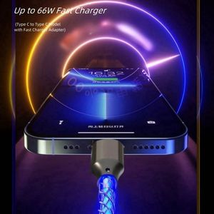 Factory Price 66W RGB <b>USB</b> <b>Cable</b> LED Light Breathing Gradient Super Fast Charge <b>USB</b> C <b>to</b> <b>USB</b> C Charging Data Line - Product Image 2