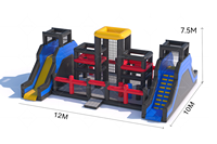 Château gonflable commercial en PVC 0,55 mm, parcours d'obstacles gonflable avec toboggan et zone de saut pour événements