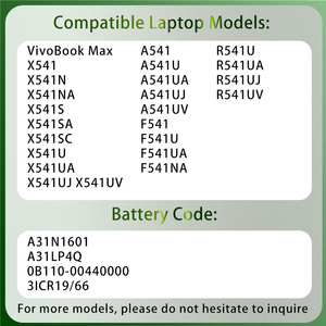 Batería de Alta Calidad A31N1601 A31LP4Q para Portátil <span class=keywords><strong>ASUS</strong></span> <span class=keywords><strong>VivoBook</strong></span> <span class=keywords><strong>Max</strong></span> X541NA X541SA X541UA A541UA F541UA R541UA - Product Image 2