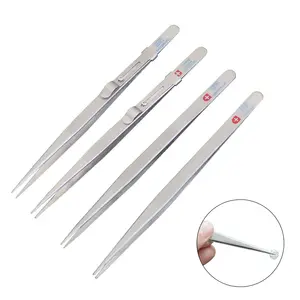 Diamond Stone Tweezers Gem and Jewelry Tweezers Stainless Steel Slide Locking Serrated Fine Pointed Tip Tweezers with Gem Slot