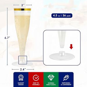 Copas de Champán Personalizadas, Copas de Vino de Plástico Desechables de 4.5 Oz para Compromiso, Boda, Fiesta de Cumpleaños, Copas de Cóctel al por Mayor - Product Image 2
