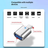 Adaptateur Type-C vers USB 3.0 haute vitesse avec lumière LED, convertisseur OTG portable pour téléphone portable, modèle 58